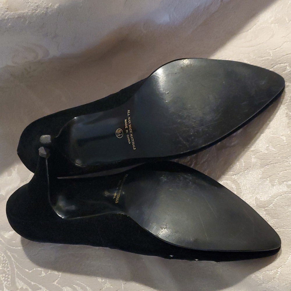 Black Velvet & Rhinestone Heels - Picture 3 of 3